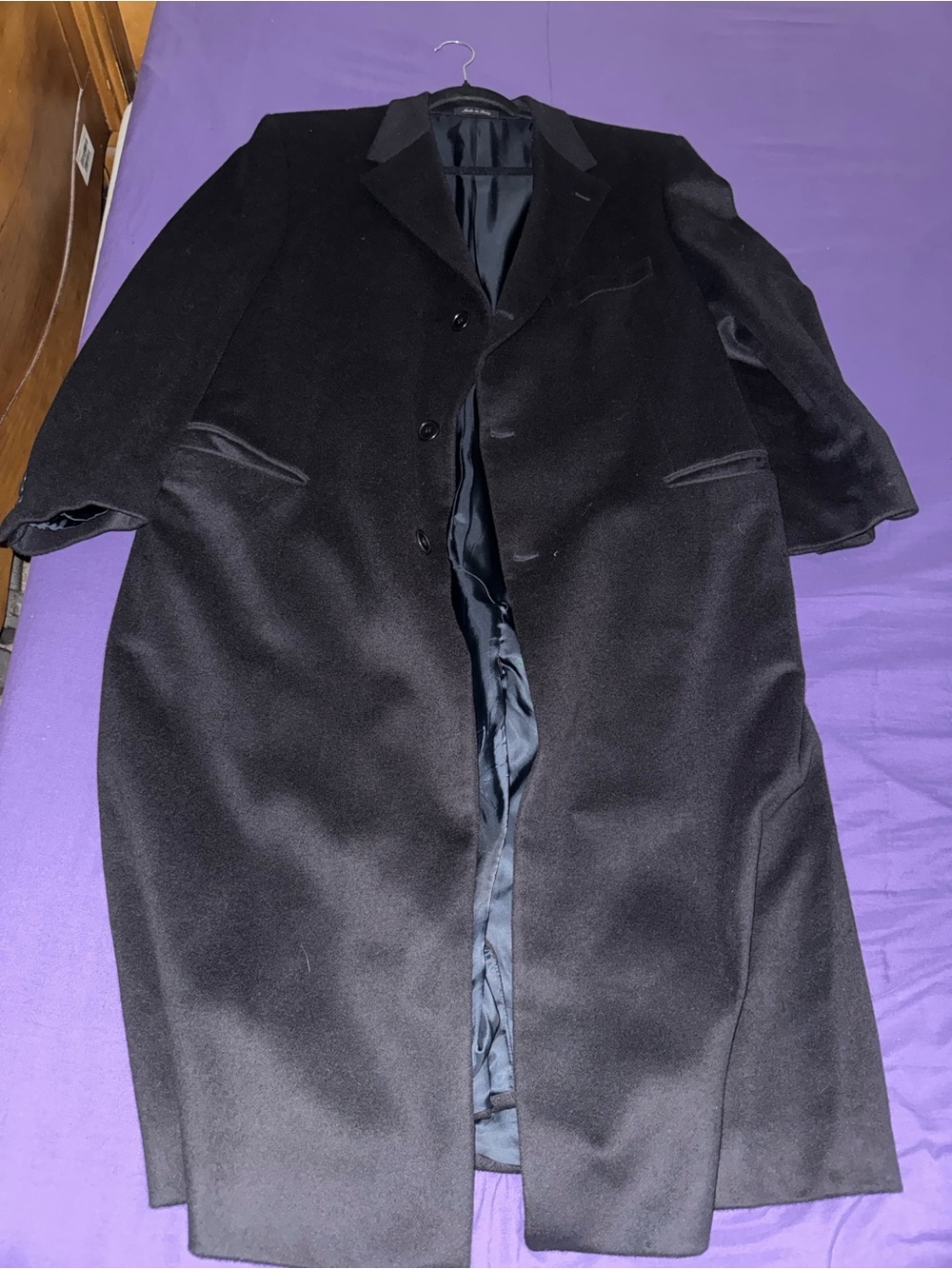 Men's Black Pure Cashmere Overcoat